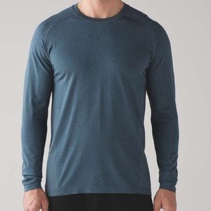 Lululemon men Metal Vent Tech Long Sleeve teal green Measurements on photos